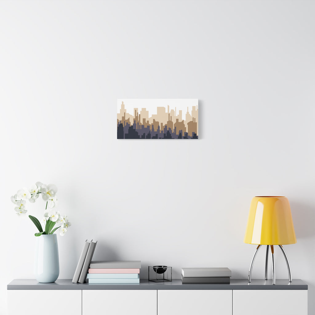 Neutral City Skyline Matte Canvas Wall Art — Minimalist Urban Home Decor