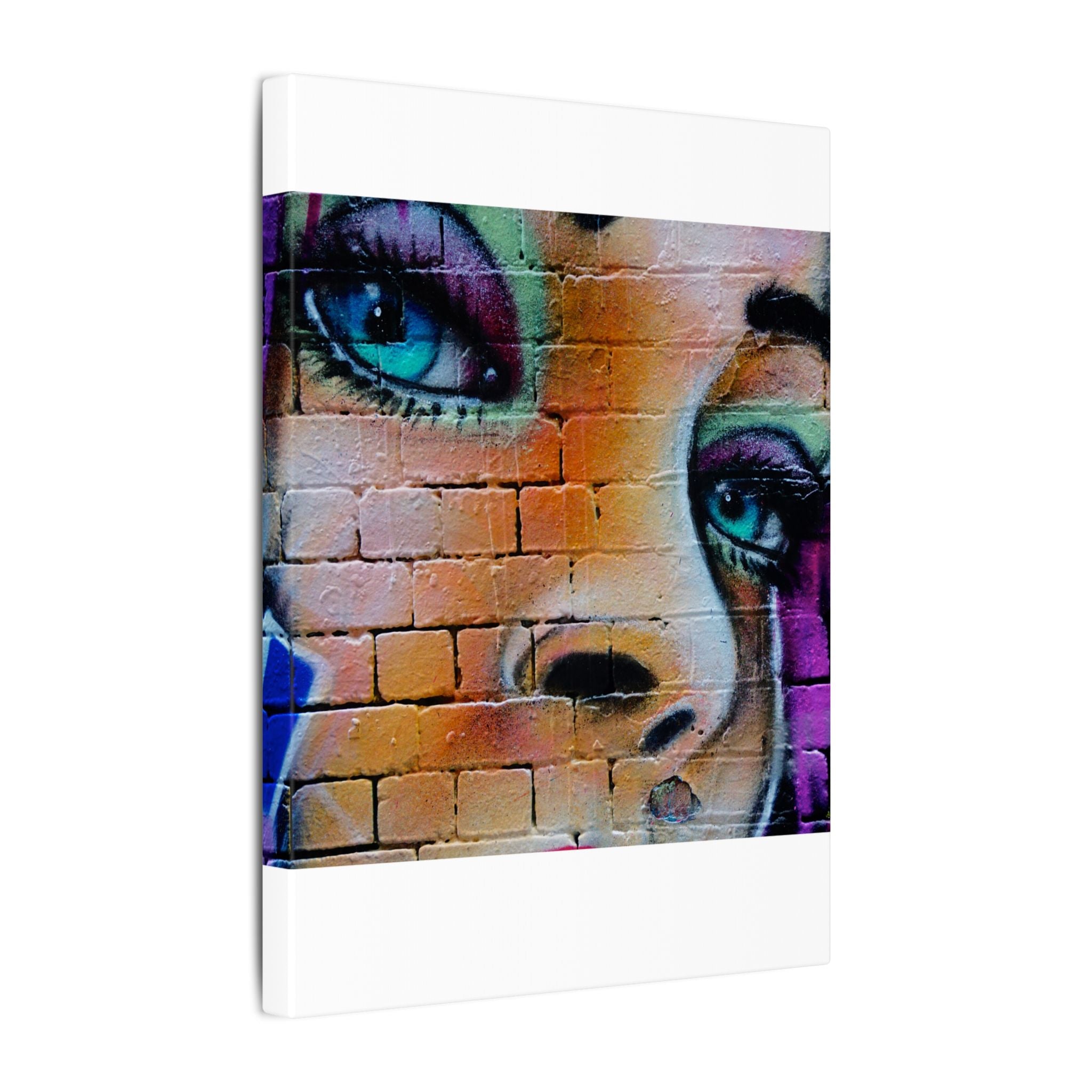 Graffiti Face Matte Canvas Print — Urban Street Art Portrait Wall Decor