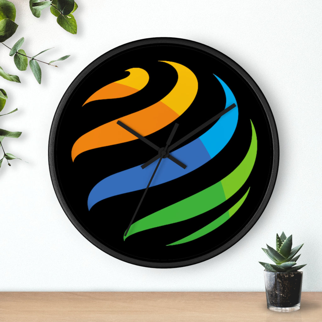 Modern Rainbow Swirl Wall Clock — Colorful Abstract Home Decor