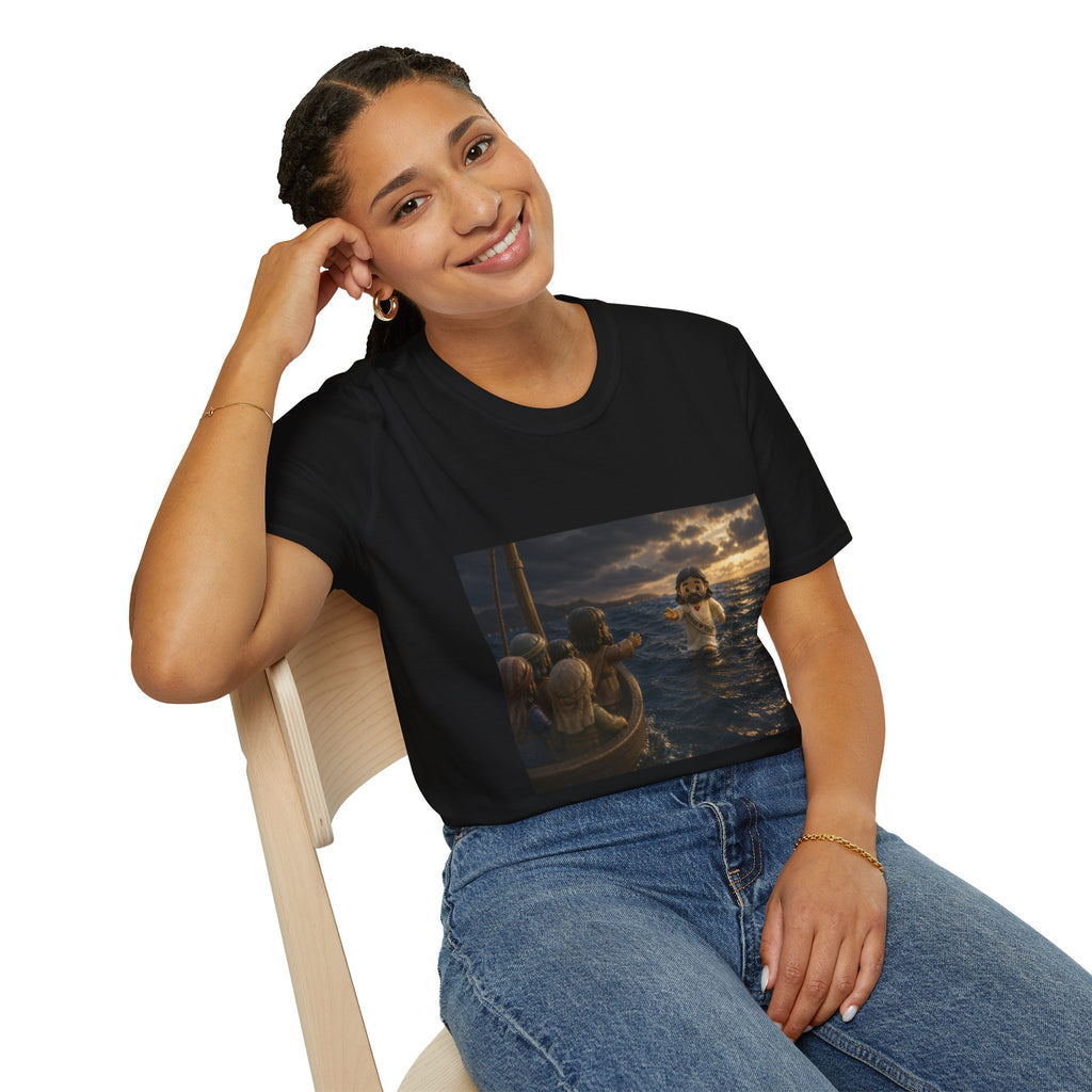 Tiny Jesus Walking on Water T-Shirt — Inspirational Biblical Faith Tee