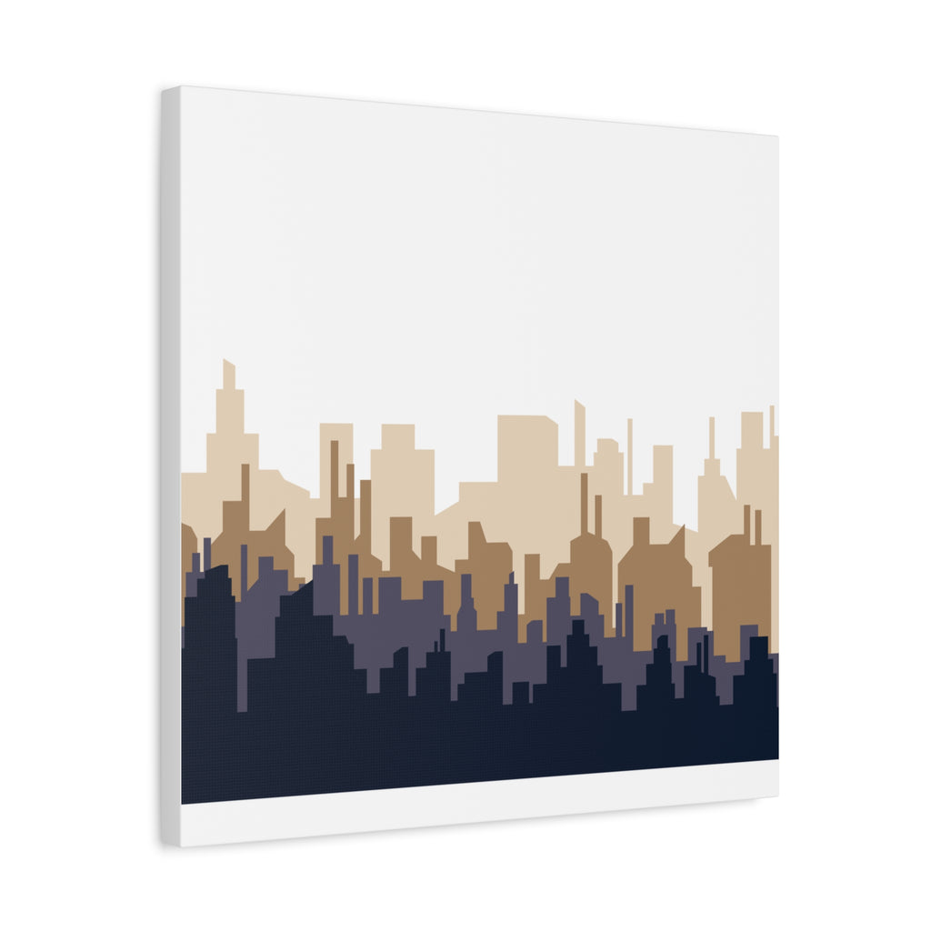 Neutral City Skyline Matte Canvas Wall Art — Minimalist Urban Home Decor