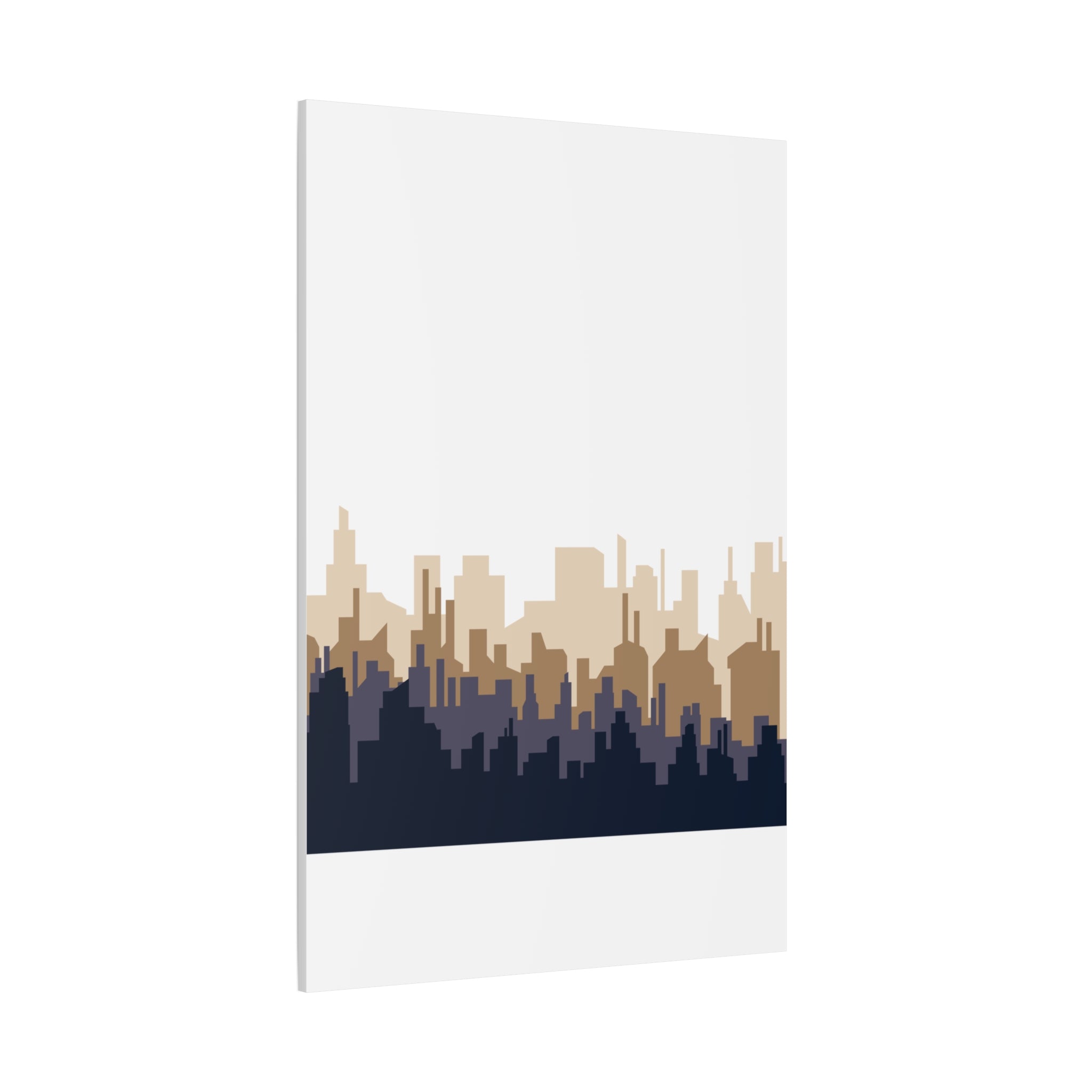Neutral City Skyline Matte Canvas Wall Art — Minimalist Urban Home Decor