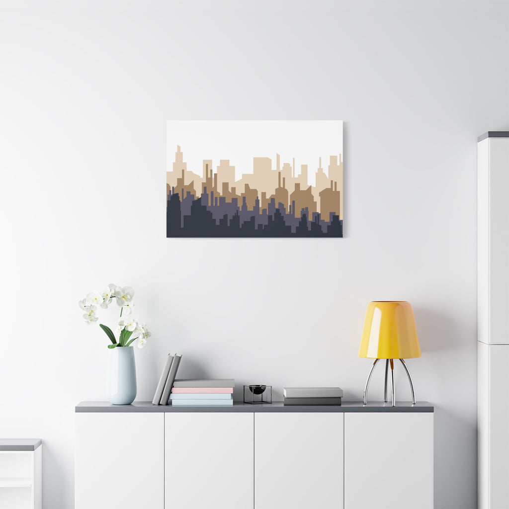 Neutral City Skyline Matte Canvas Wall Art — Minimalist Urban Home Decor