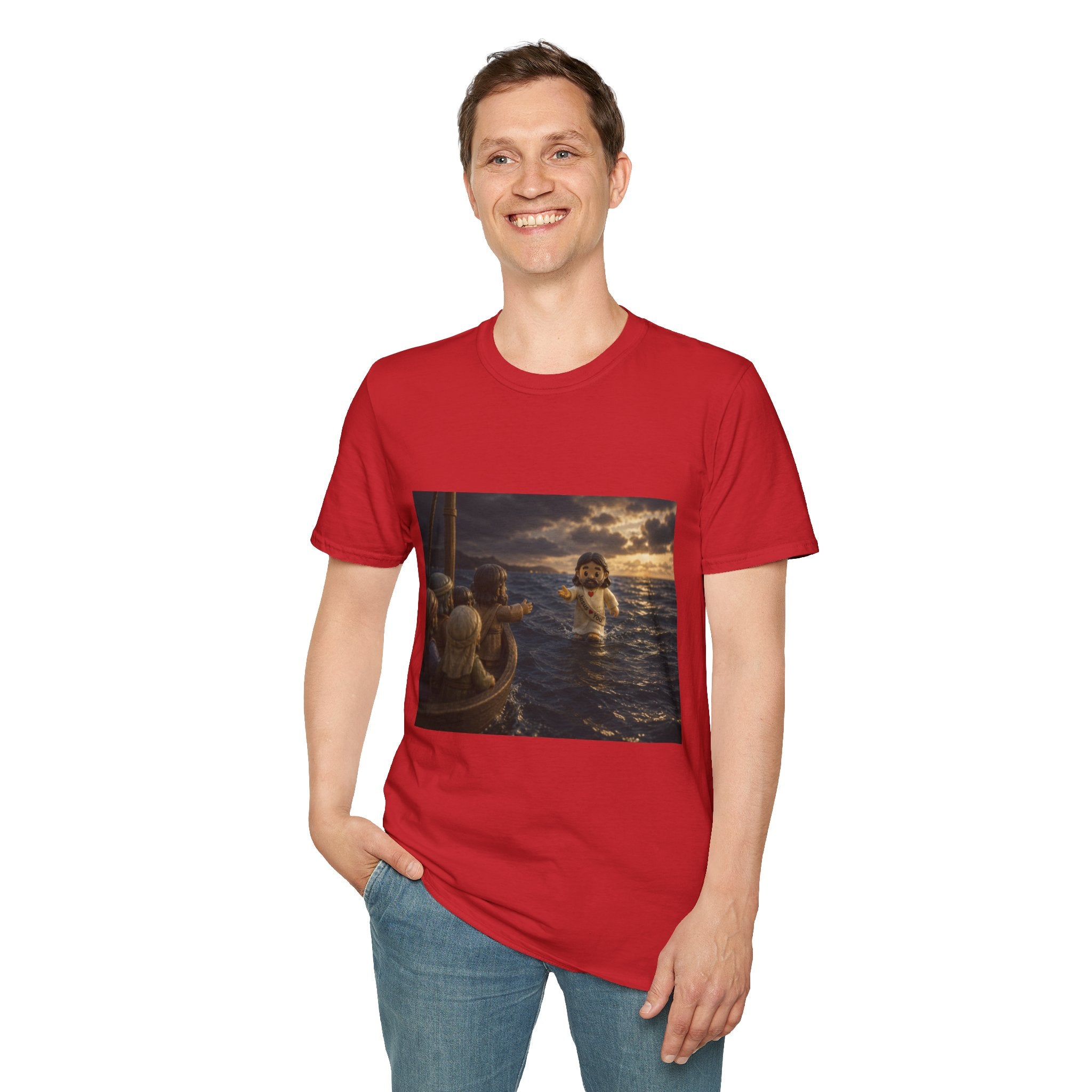 Tiny Jesus Walking on Water T-Shirt — Inspirational Biblical Faith Tee