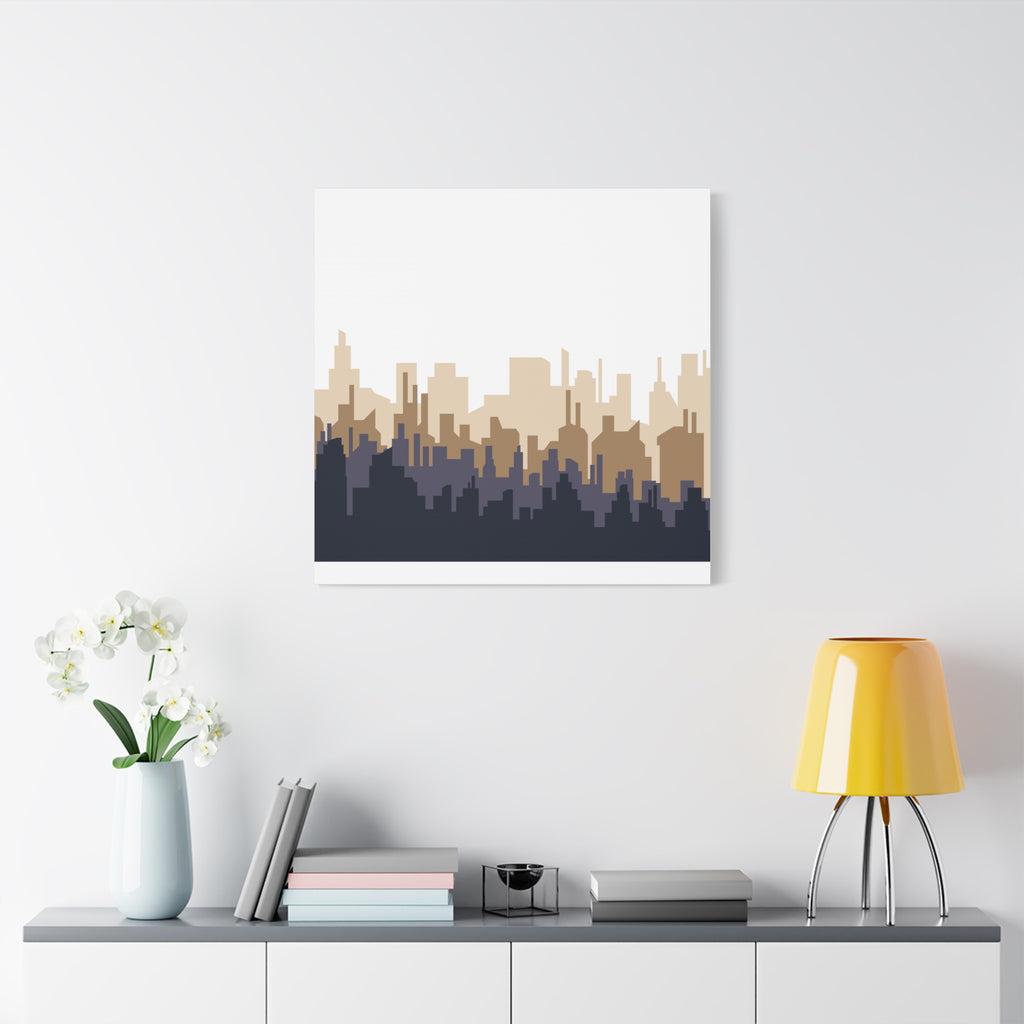 Neutral City Skyline Matte Canvas Wall Art — Minimalist Urban Home Decor