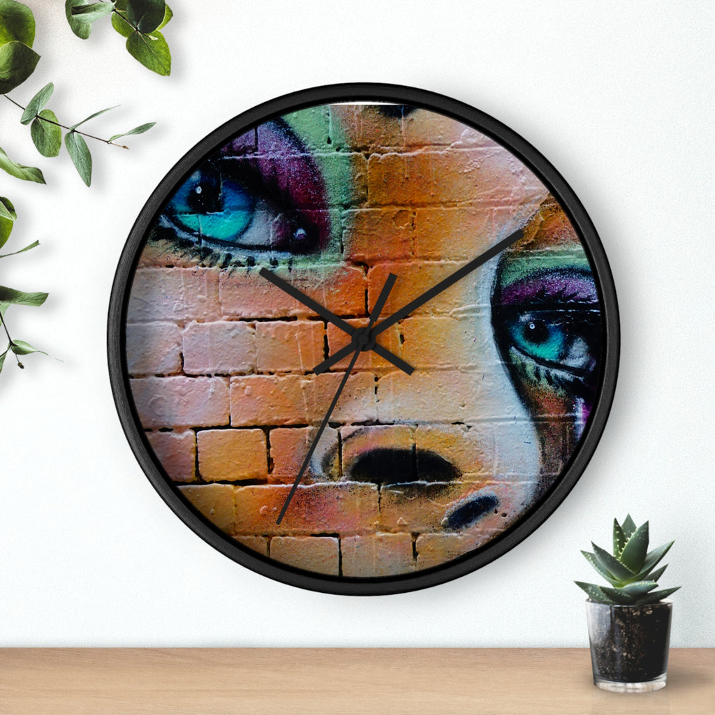 Graffiti Face Wall Clock — Colorful Street Art Portrait Clock