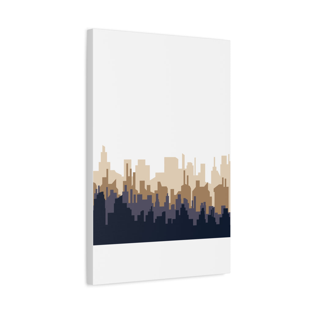 Neutral City Skyline Matte Canvas Wall Art — Minimalist Urban Home Decor