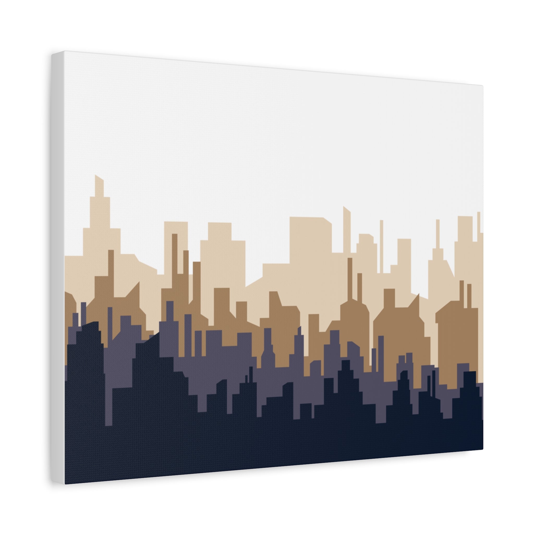 Neutral City Skyline Matte Canvas Wall Art — Minimalist Urban Home Decor