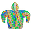Colorful Unisex Zip Hoodie, Artistic AOP Zip-Up, Cozy Layer for Every Season, Perfect Gift for Art Lovers, Stylish & Comfortable