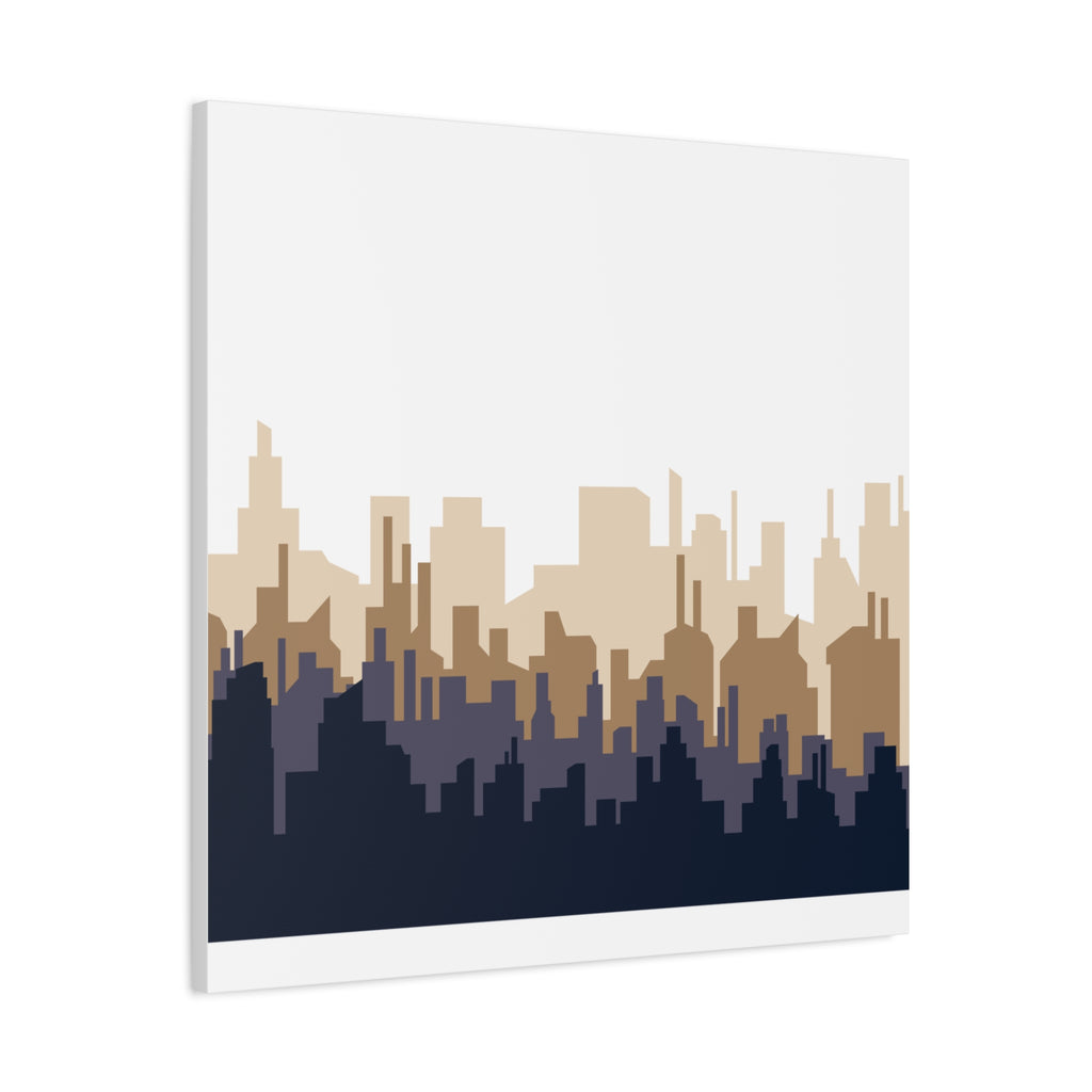 Neutral City Skyline Matte Canvas Wall Art — Minimalist Urban Home Decor