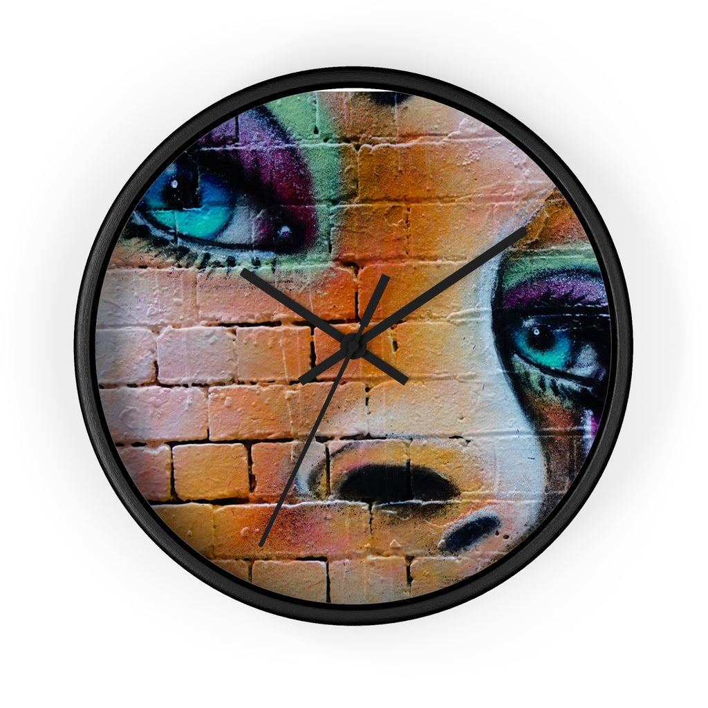 Graffiti Face Wall Clock — Colorful Street Art Portrait Clock