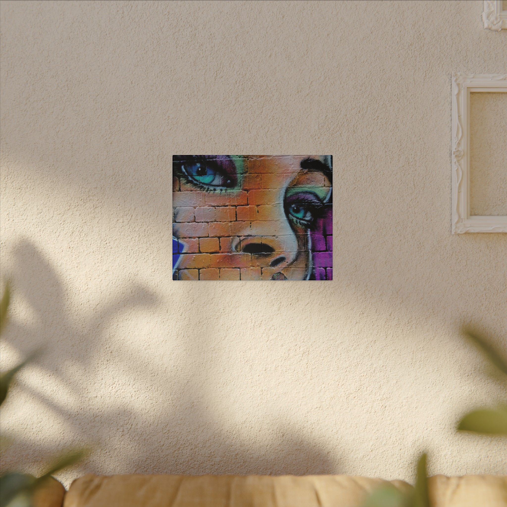 Graffiti Face Matte Canvas Print — Urban Street Art Portrait Wall Decor