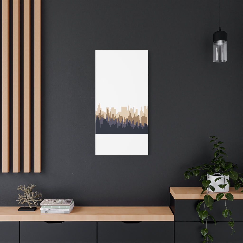 Neutral City Skyline Matte Canvas Wall Art — Minimalist Urban Home Decor