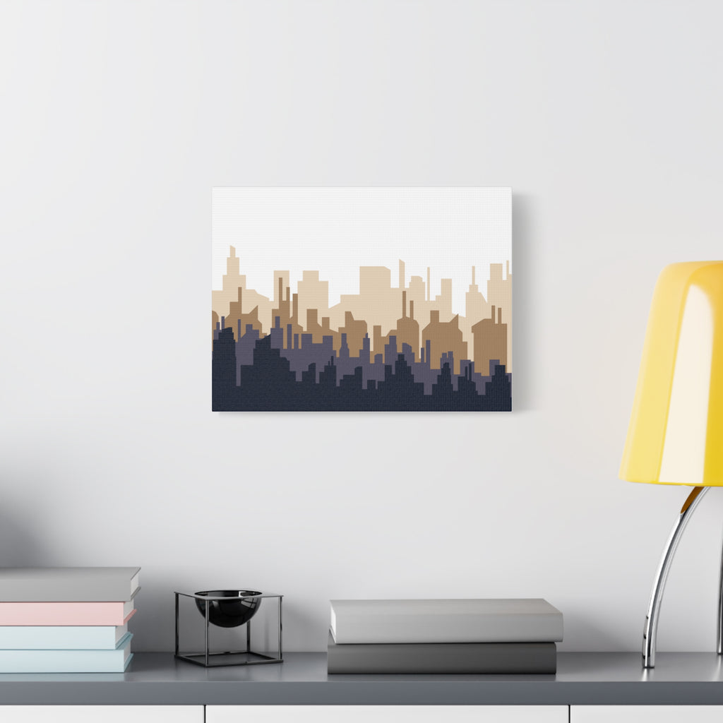 Neutral City Skyline Matte Canvas Wall Art — Minimalist Urban Home Decor