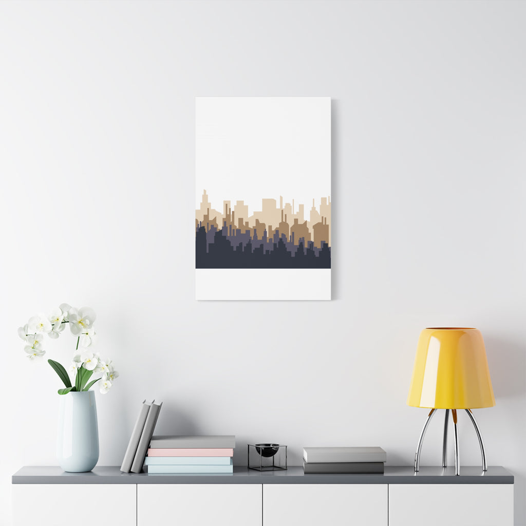 Neutral City Skyline Matte Canvas Wall Art — Minimalist Urban Home Decor
